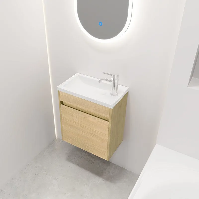 17'' Wall Mounted Bathroom Vanity with Resin Sink for Small Bathroom