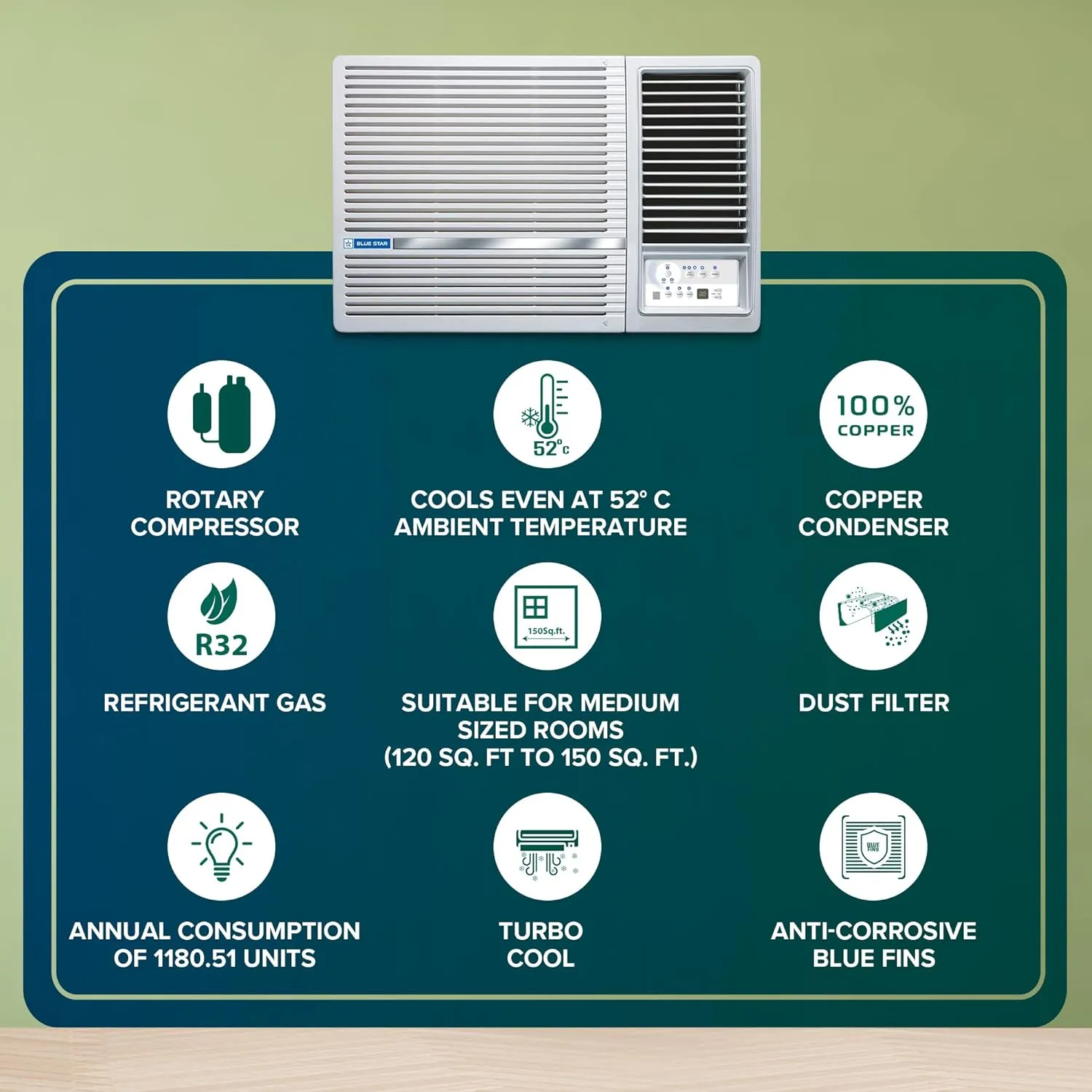 Blue Star WFE318L FIXED SPEED WINDOW AC | L SERIES | 1.5 TON | 3 STAR 2025