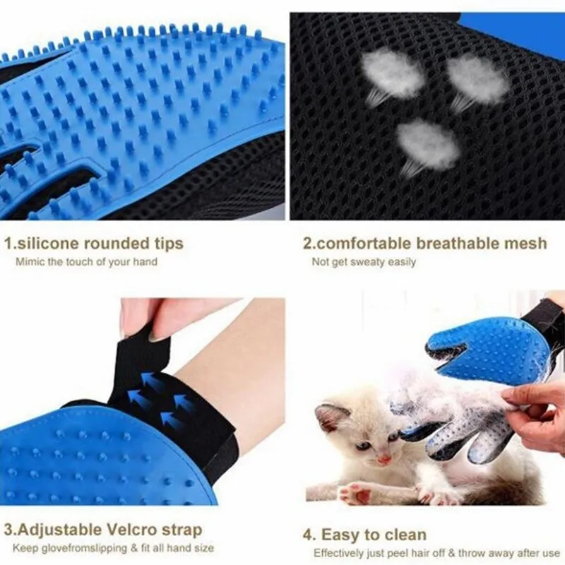 Cats and Dogs Pet Bath Cleaning Silicone Right Hand Gloves Decontamination Massage Hair Removal Cover Combing Brush Supplies