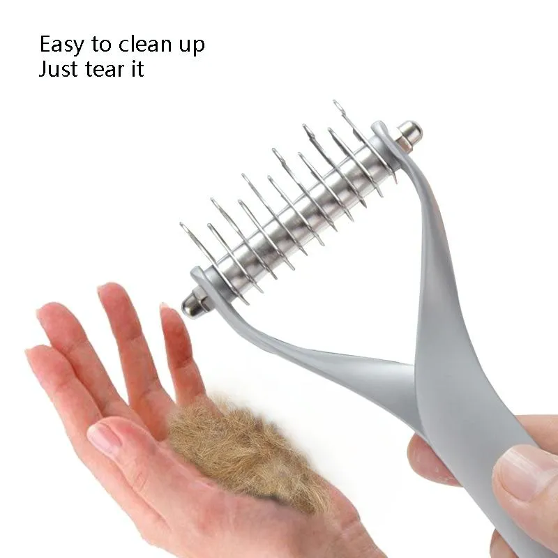 Double Sided Pet Comb For Cats And Dogs Silver Small