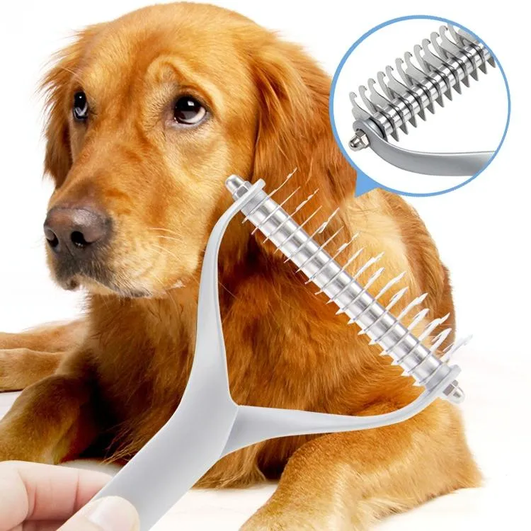 Double Sided Pet Comb For Cats And Dogs Silver Small
