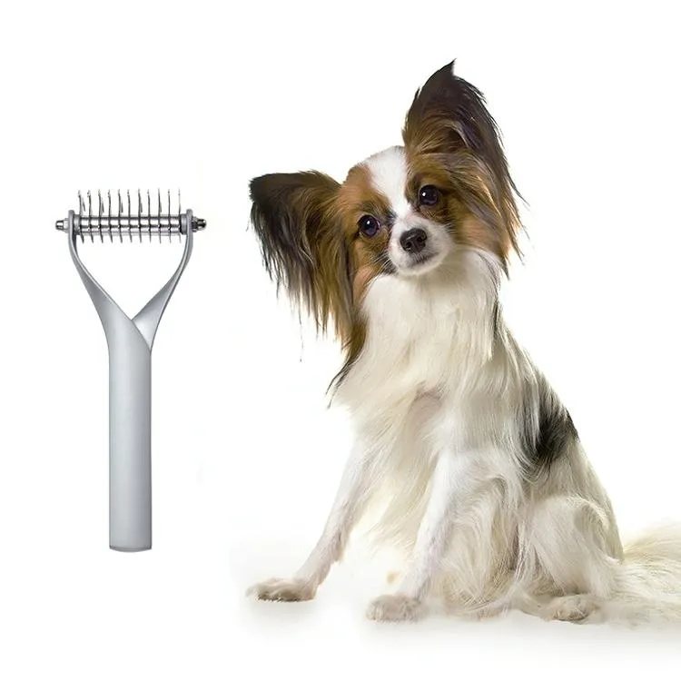 Double Sided Pet Comb For Cats And Dogs Silver Small
