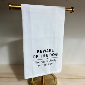 Funny Beware of Dog Tea Towel