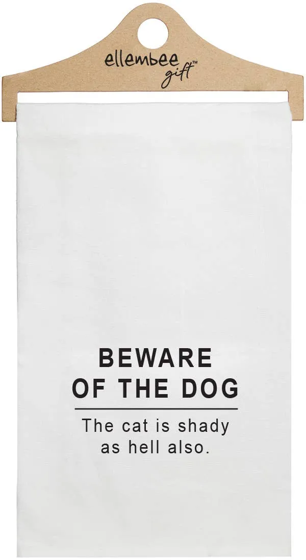 Funny Beware of Dog Tea Towel
