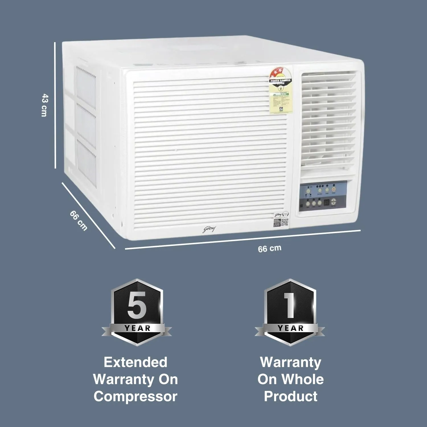 Godrej WFC 18UTC3 1.5 Ton 3 Star Window AC  Copper Condenser, R32 Green Gas, Anti-Corrosive Blue Fin
