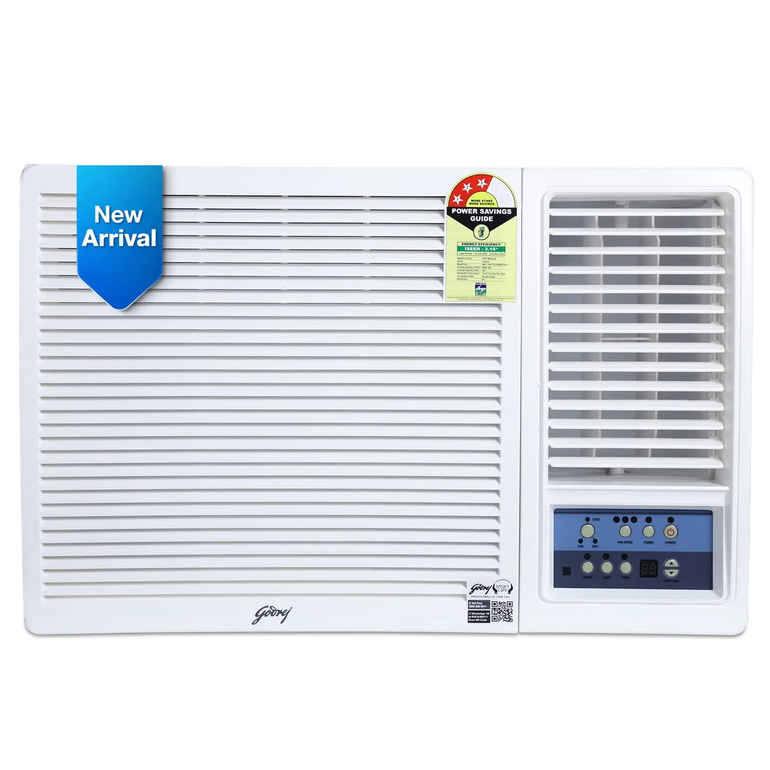 Godrej WFC 18UTC3 1.5 Ton 3 Star Window AC  Copper Condenser, R32 Green Gas, Anti-Corrosive Blue Fin
