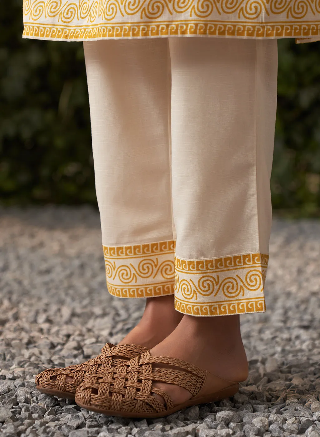 June Mustard Printed Rayon Co-ord Set for Women