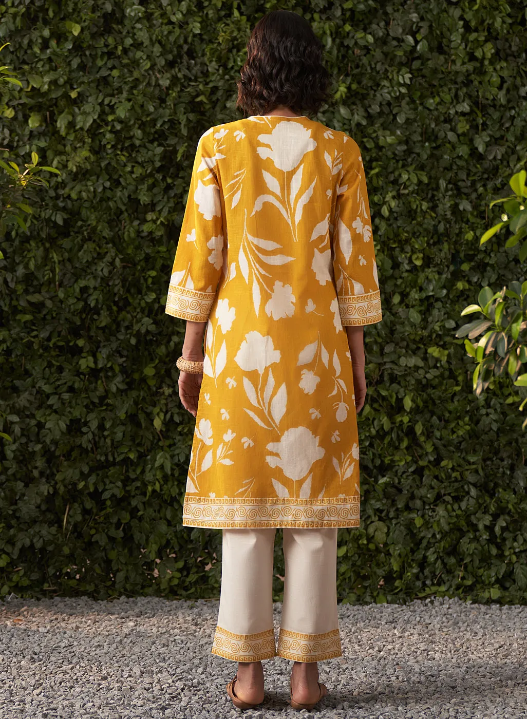June Mustard Printed Rayon Co-ord Set for Women