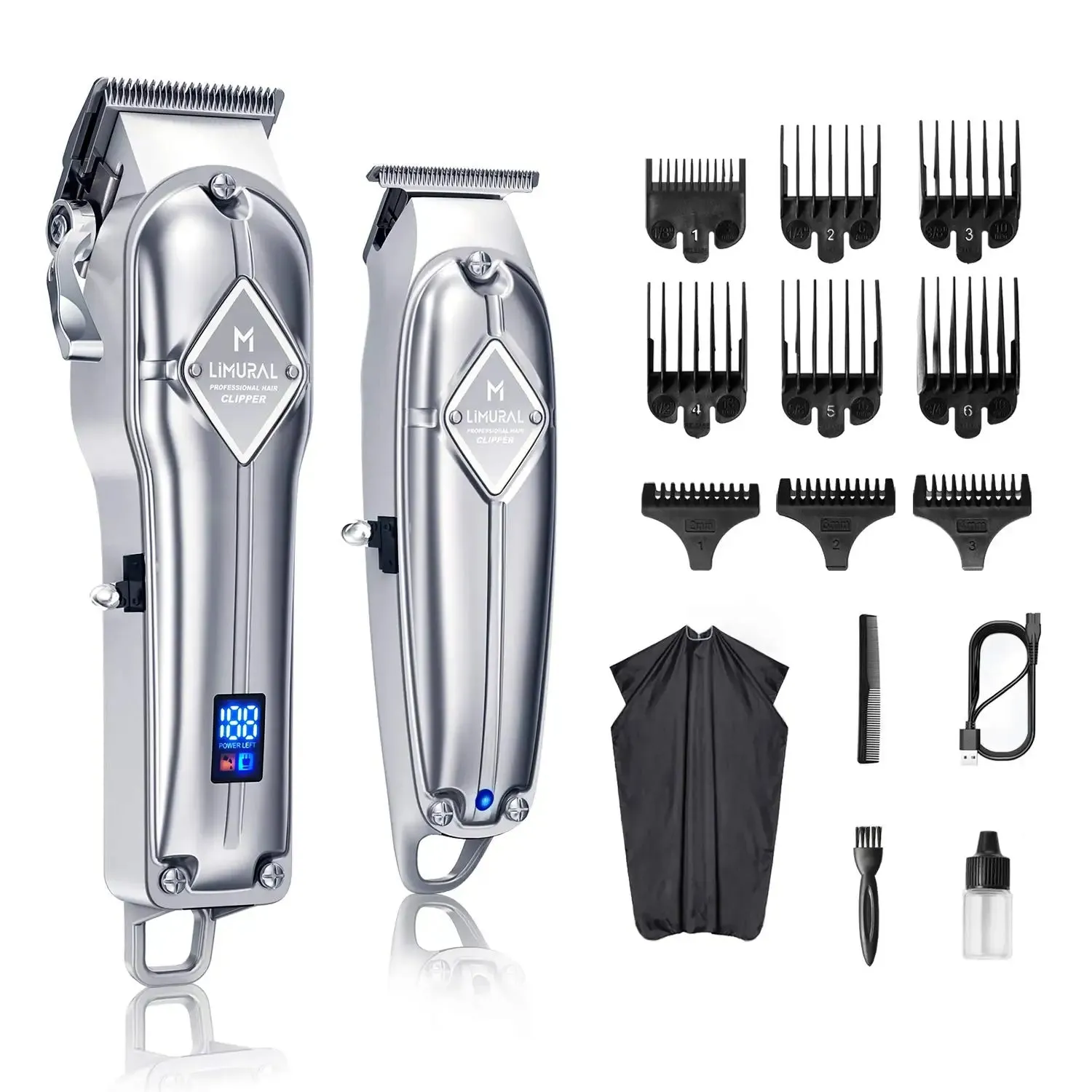 Limural Electric Hair Clippers for Men Professional Cordless Barber Clippers Rechargeable Beard Trimmer LED Display Trimmer Kit