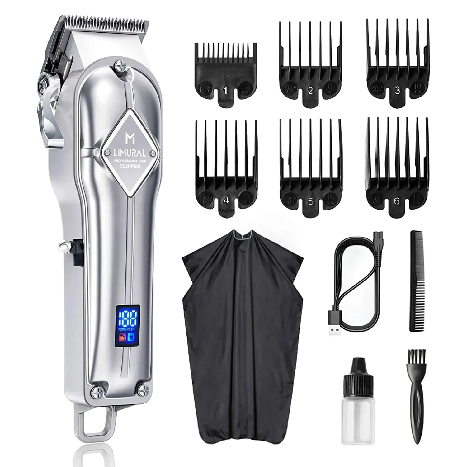 Limural Electric Hair Clippers for Men Professional Cordless Barber Clippers Rechargeable Beard Trimmer LED Display Trimmer Kit