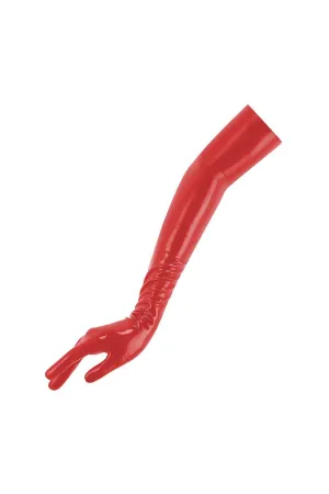 Omega Long Latex Opera Gloves  Scarlet Red