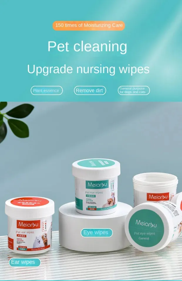 Pet Remove Dirt from Eyes and Ears Wipes, Dog and Cat Earwax, Clean Ears Odor Remover, Wet Tissue Cleaning Tools Supplies