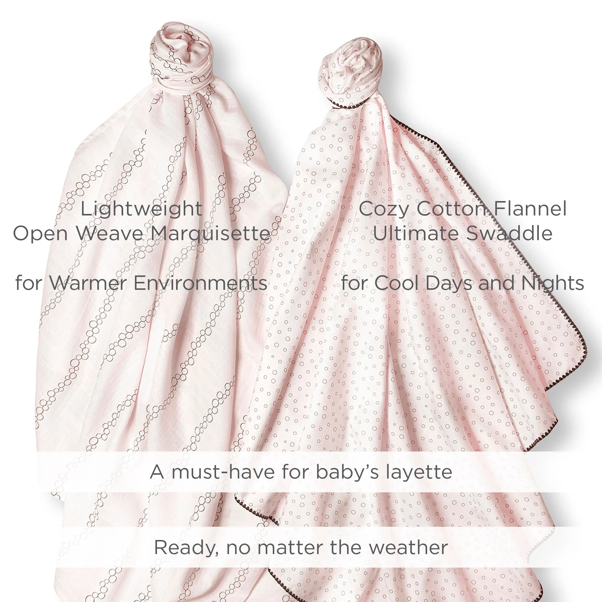 SwaddleDuo - Dots and Cupcakes, Soft Pink