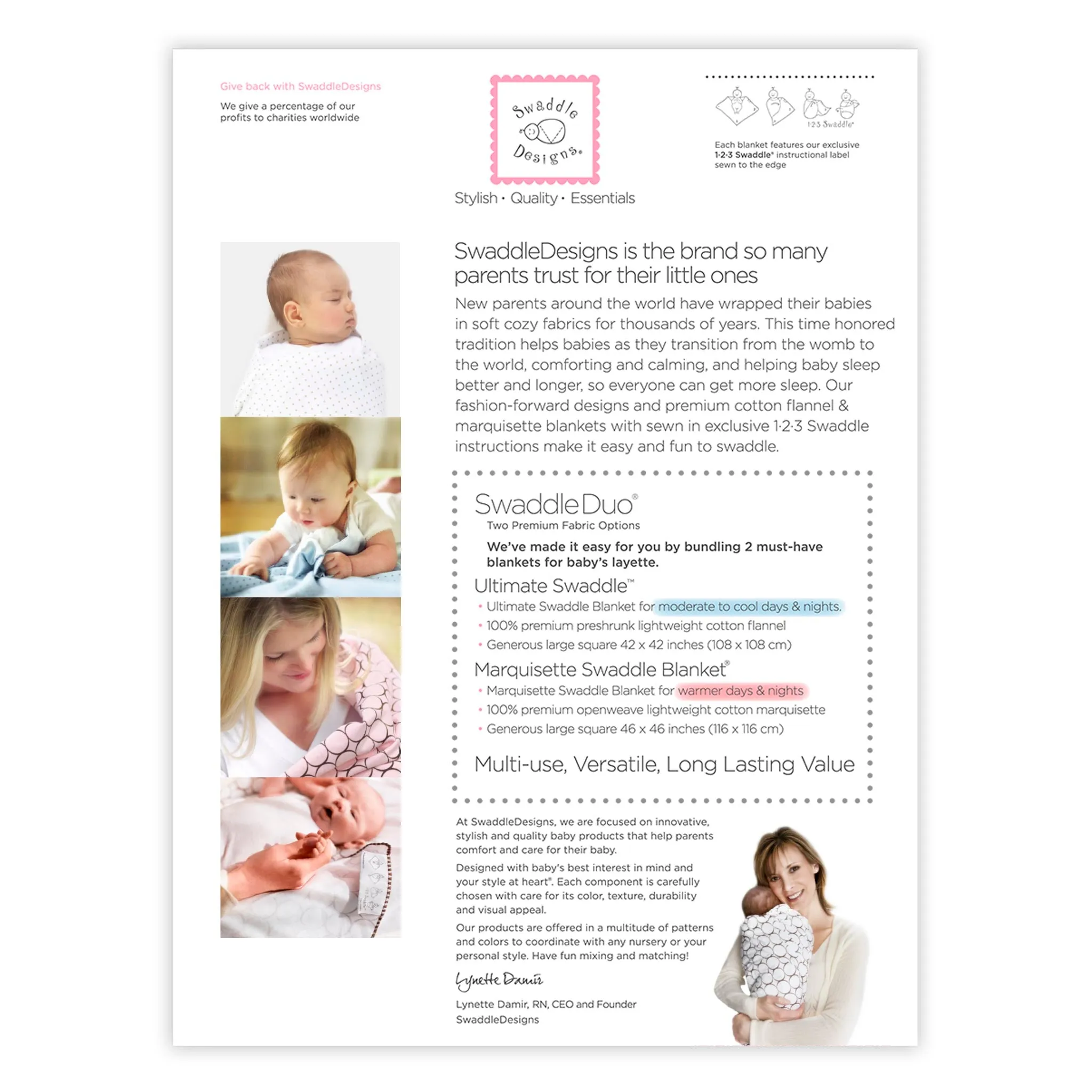 SwaddleDuo - Dots and Cupcakes, Soft Pink