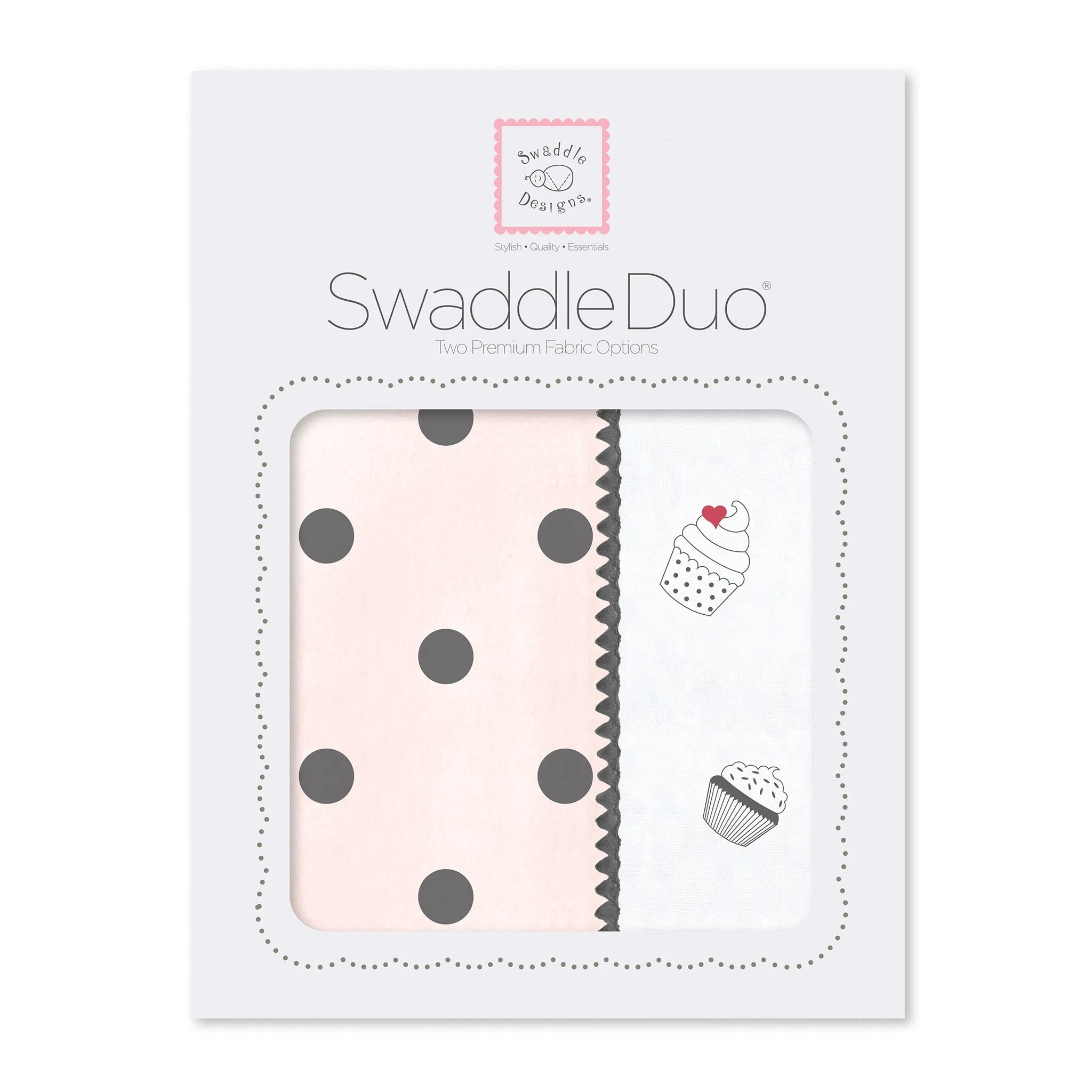 SwaddleDuo - Dots and Cupcakes, Soft Pink