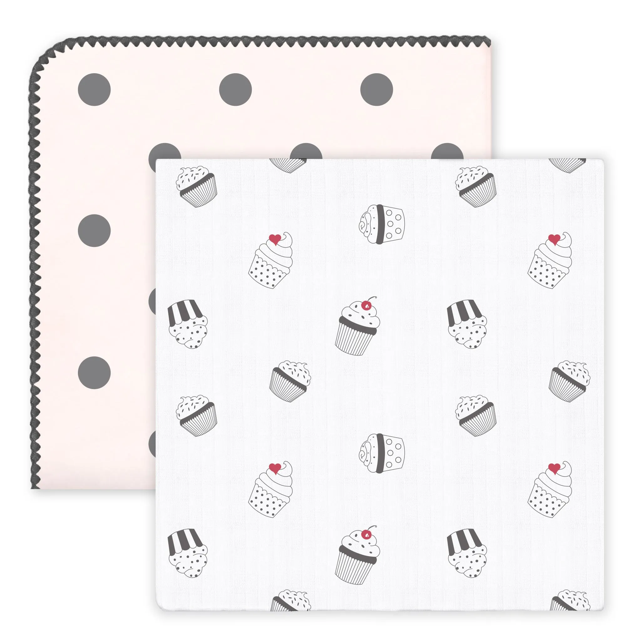 SwaddleDuo - Dots and Cupcakes, Soft Pink