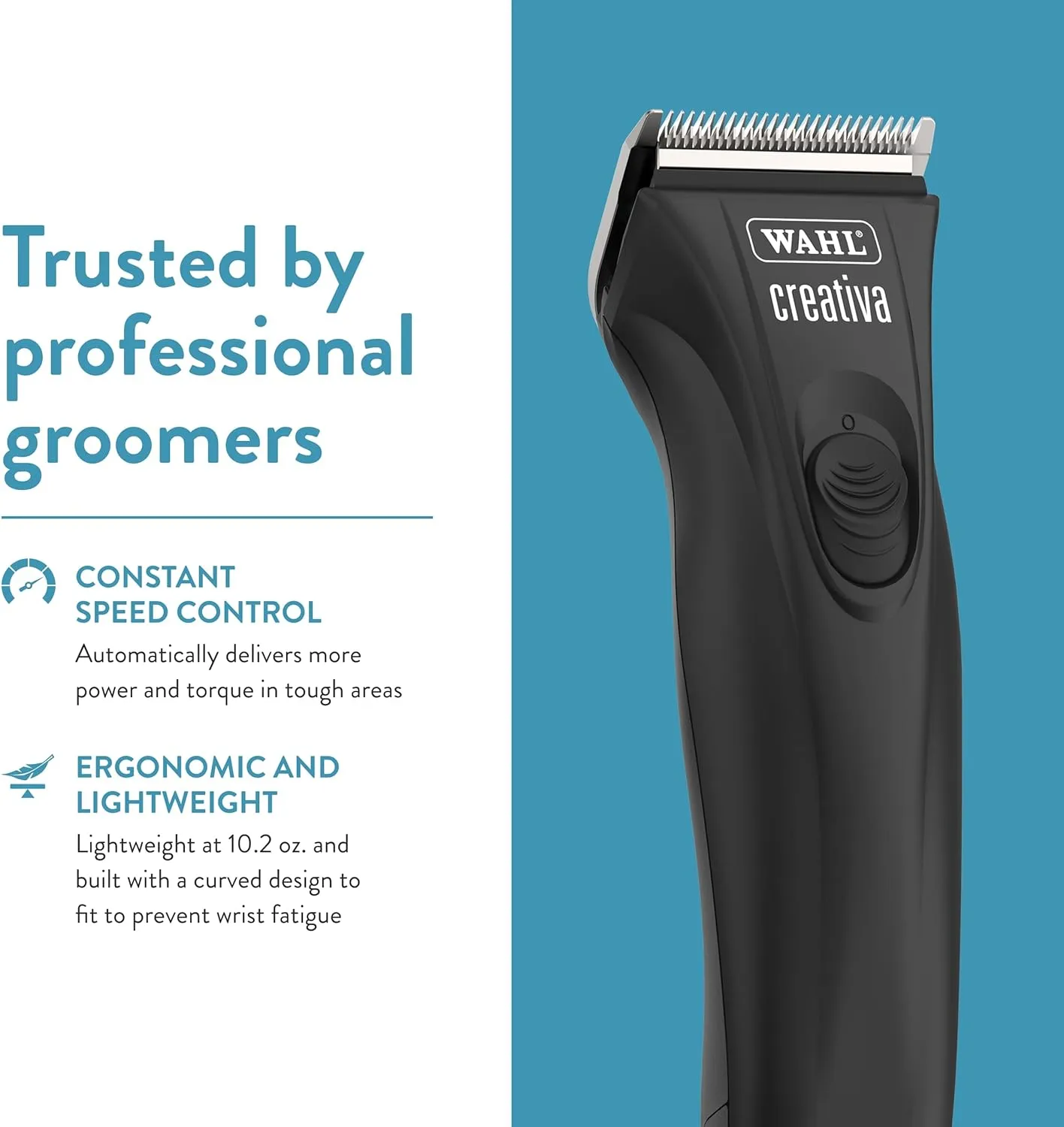 Wahl Professional Animal Creativa Cordless Dog, Cat, Pet, and Horse Clipper with 5-in-1 Adjustable Blade - Black